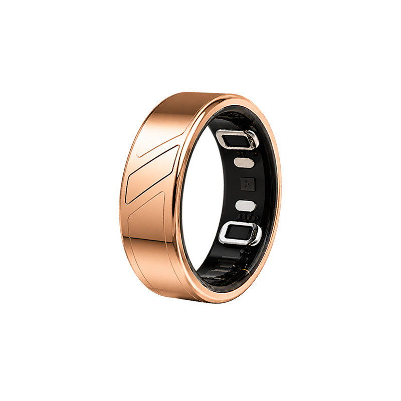 Mere ring in rose gold-tone, with its engraved shell and dark sensing interior